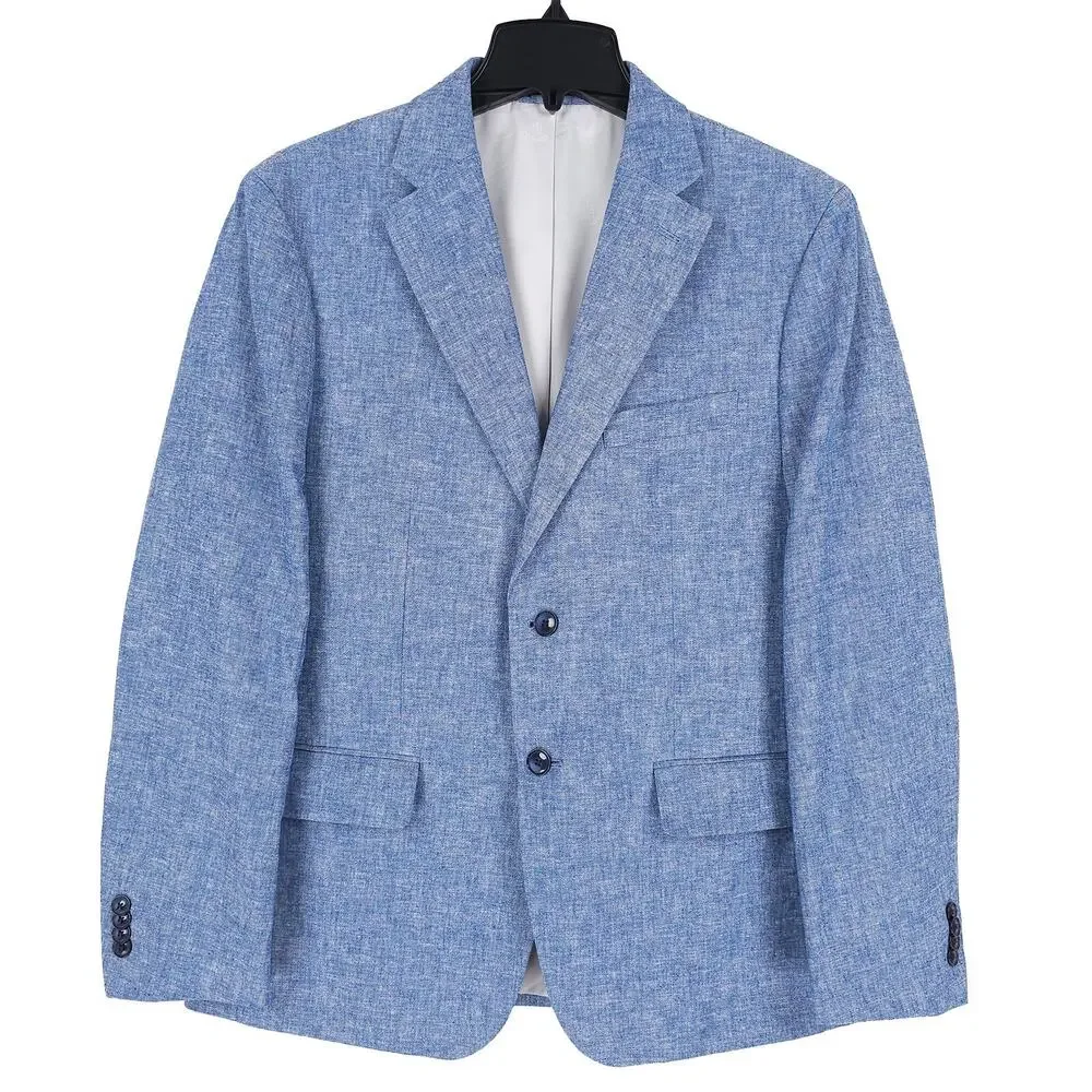 Tommy Hilfiger Mens Modern Fit Sport Coat 40S Light Blue Linen Cotton Blend NWOT